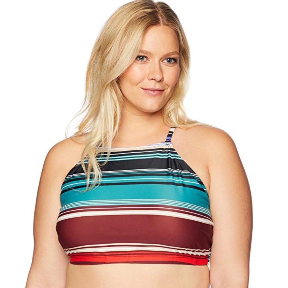 Plus Size High Neck Halter Cross Back Biki…